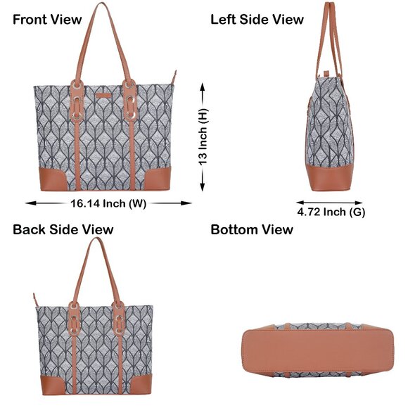 Monochrome Printed Shoulder Tote Bag for Women, Hand Crafted Fabric Handbags - Picture 3 of 10